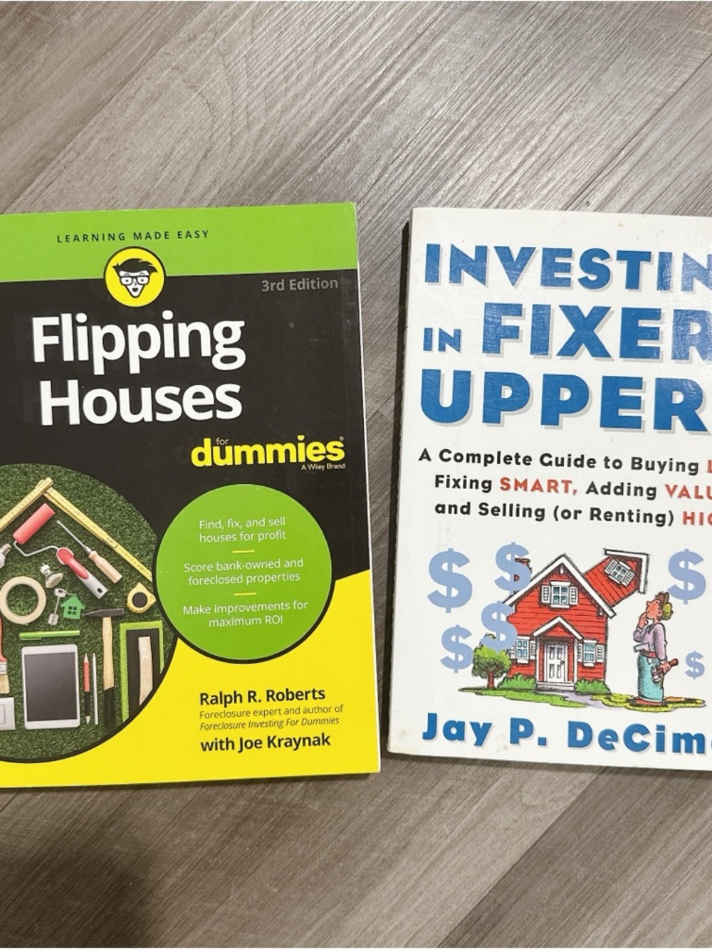 Flipping Houses For Dummies + Investing in Fixer Uppers - Yellow & Blue Covers